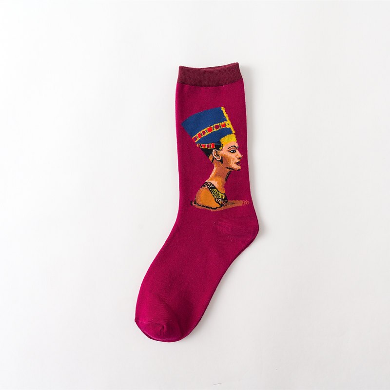 1pair Autumn winter Retro Art Sock Van Gogh Mural World Famous Oil Painting Series Men Women Socks Funny Socks: 18