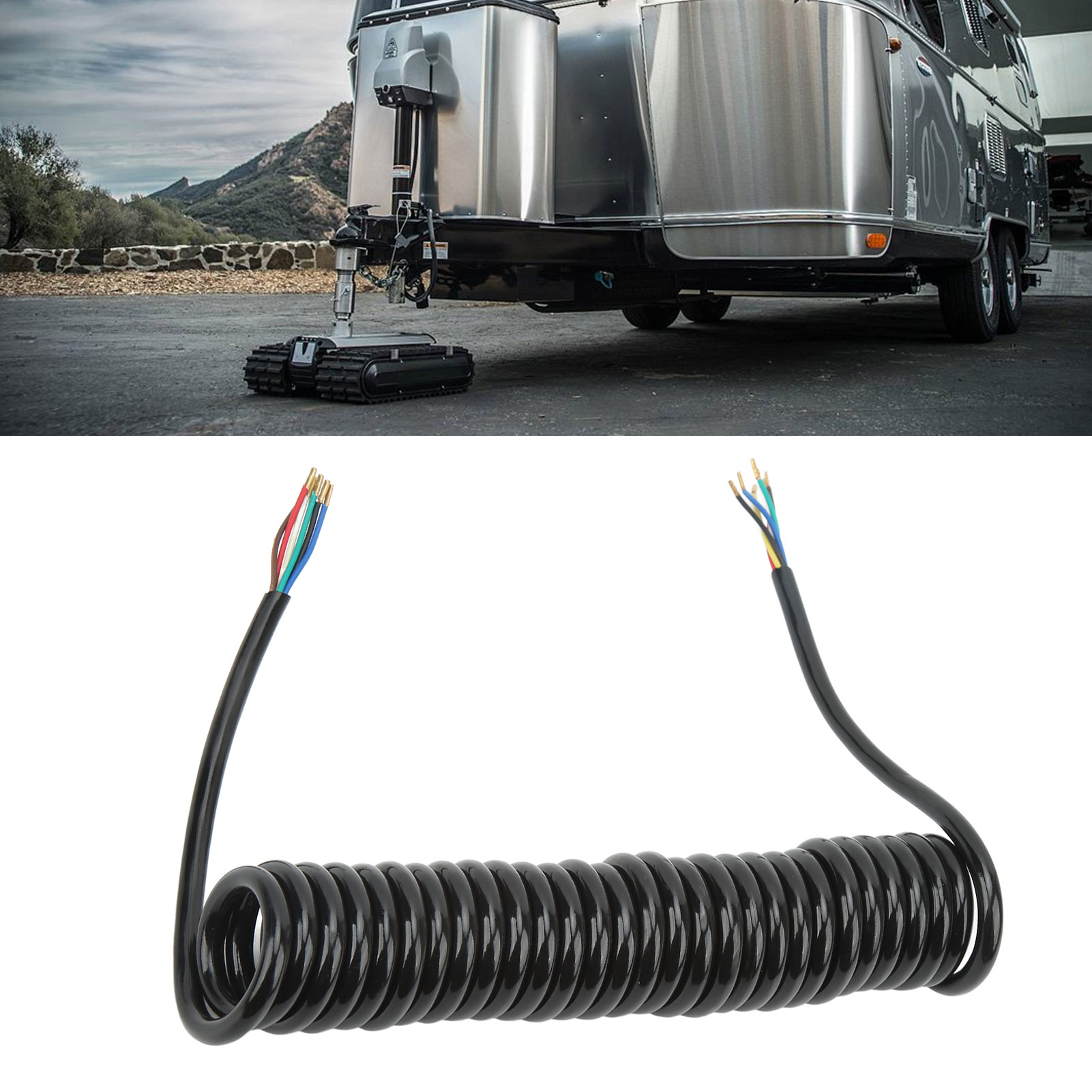 12,8ft Aanhangwagen Verlengde Spiraalkabel 20awg 7 Kern Stroomverlengkabel Voor Sleepwagen Rv