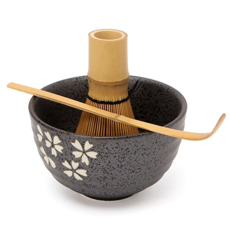 4 Style Fine Japanese Ceremony Matcha Ceramic Bowl With Bamboo Whisk Scoop Teaware Tool Set For Coffee And Tea