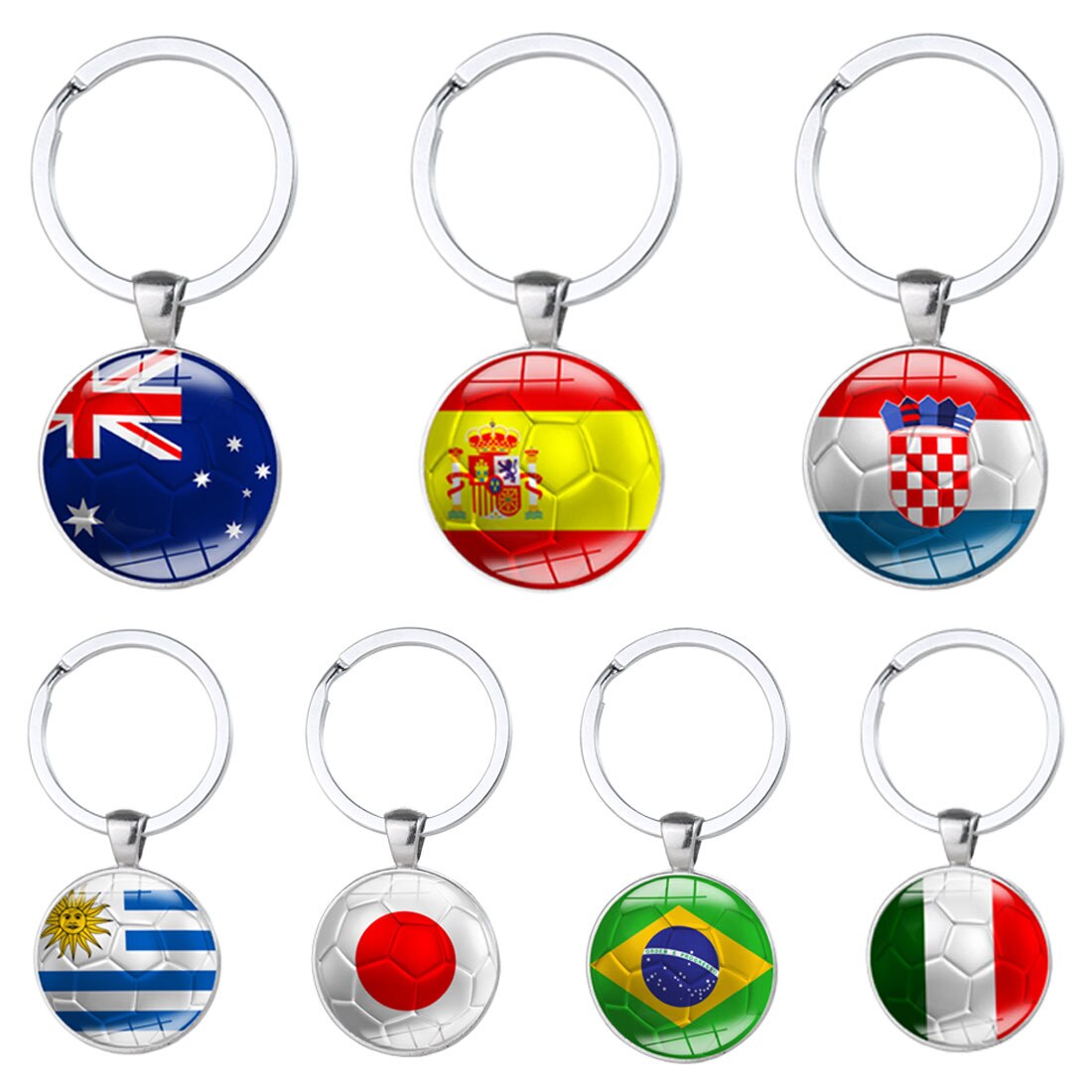 Football Keychains Key ring 32 Countries Peru Sweden Tunisia Senegal Soccer Key Chains Souvenir