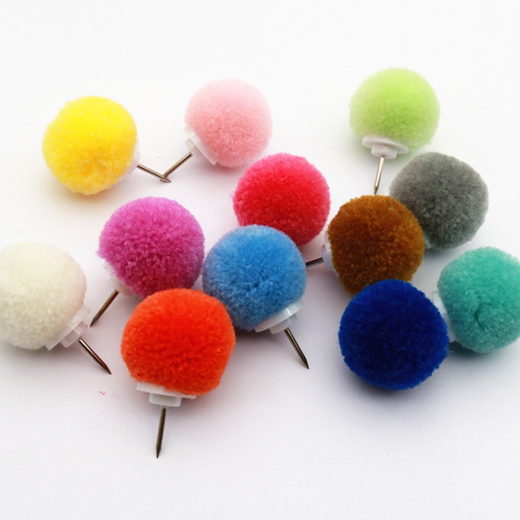 50pcs Decorative Standard Pin Cute Fur Ball Thumbtack Decorative Thumbtack Pushpins INS Decorative Painting Pin Push Pins Tacks: Default Title