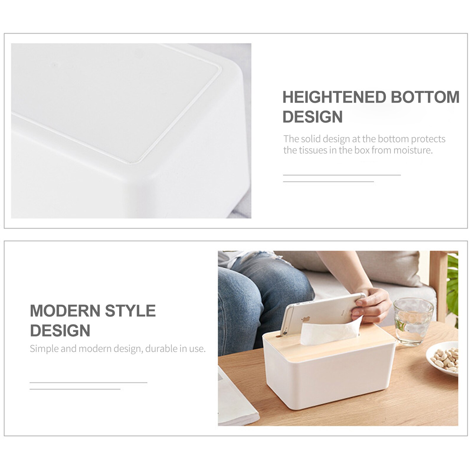 Portable Paper Towel Dispenser Wood Tissue Box Cover Countertops Bathroom Toilet Tissue Box Kitchen Paper Extraction Dispenser