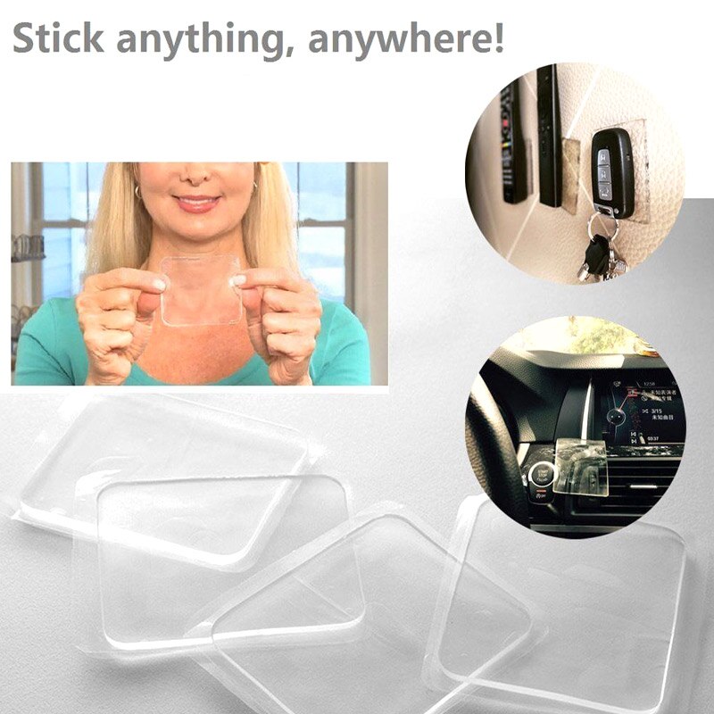 Super Sticky Gripping Pad Clear Double-Sided Adhesive Washable for Home Kitchen TT-best