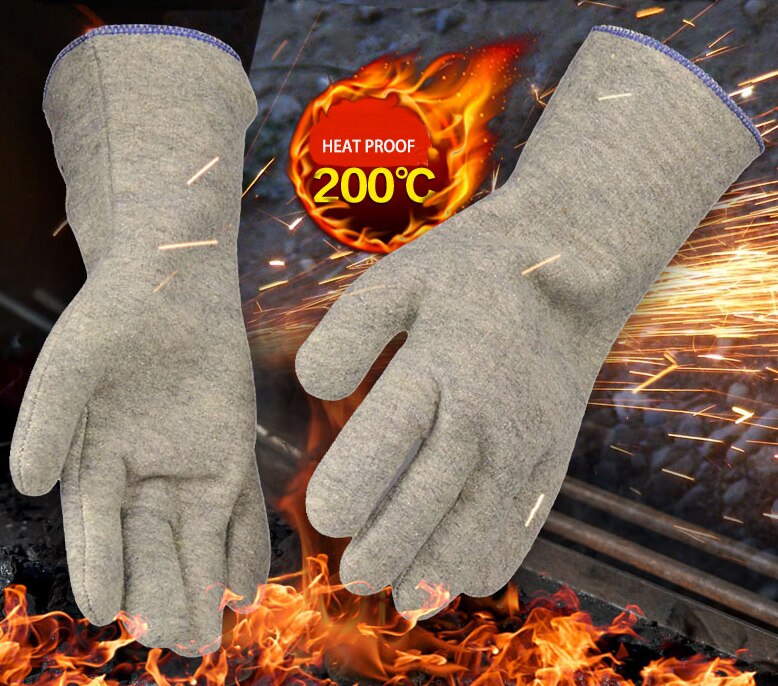 200 grader värmeisoleringshandskar högtemperaturbeständig handske flamskyddande brandskyddande aramidfiber arbetshandske