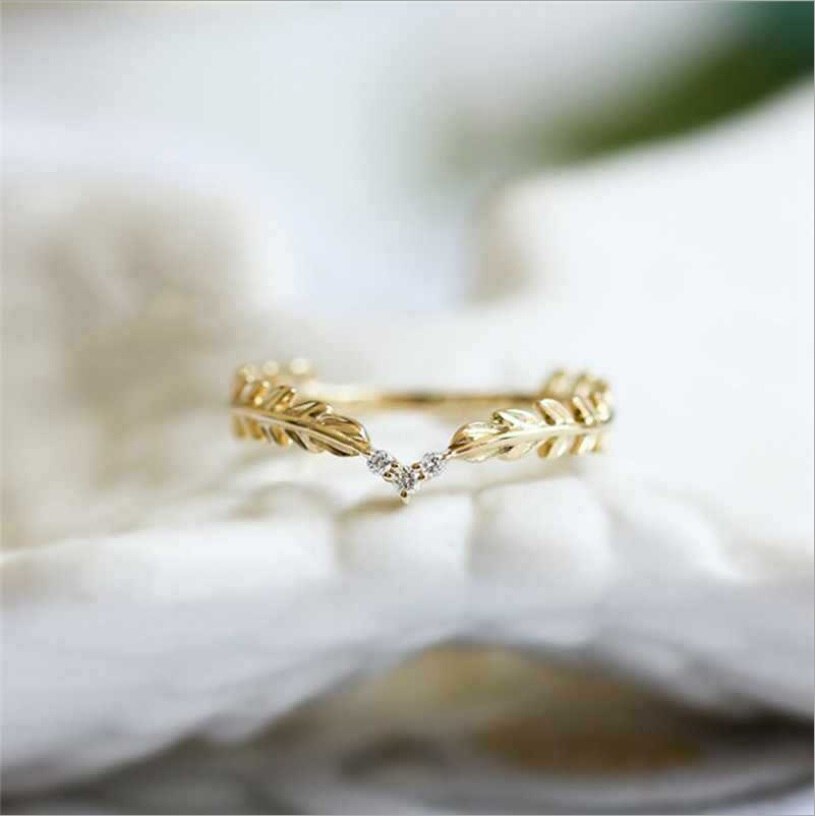 Wheat Rings Golden Finger Ring for Women Peace Symbol Party Rings Female Plant Jewelry bijoux femme