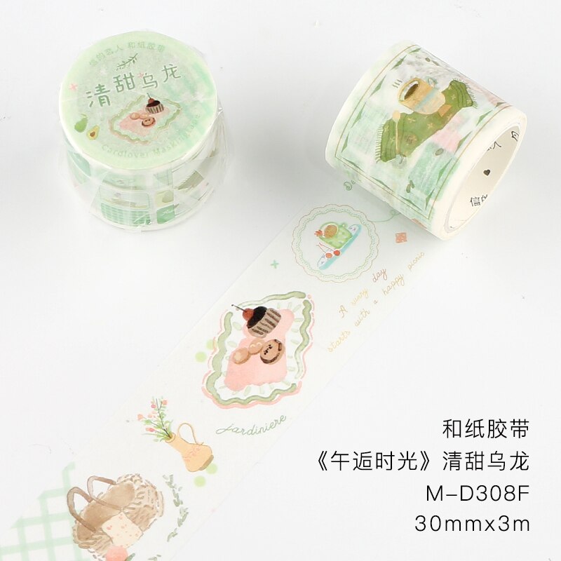 1Pcs Middag Tijd Serie Decoratie Washi Tapes Leuke Desserts Masking Tape Creatieve Scrapbooking Koreaanse Briefpapier Stickers: green