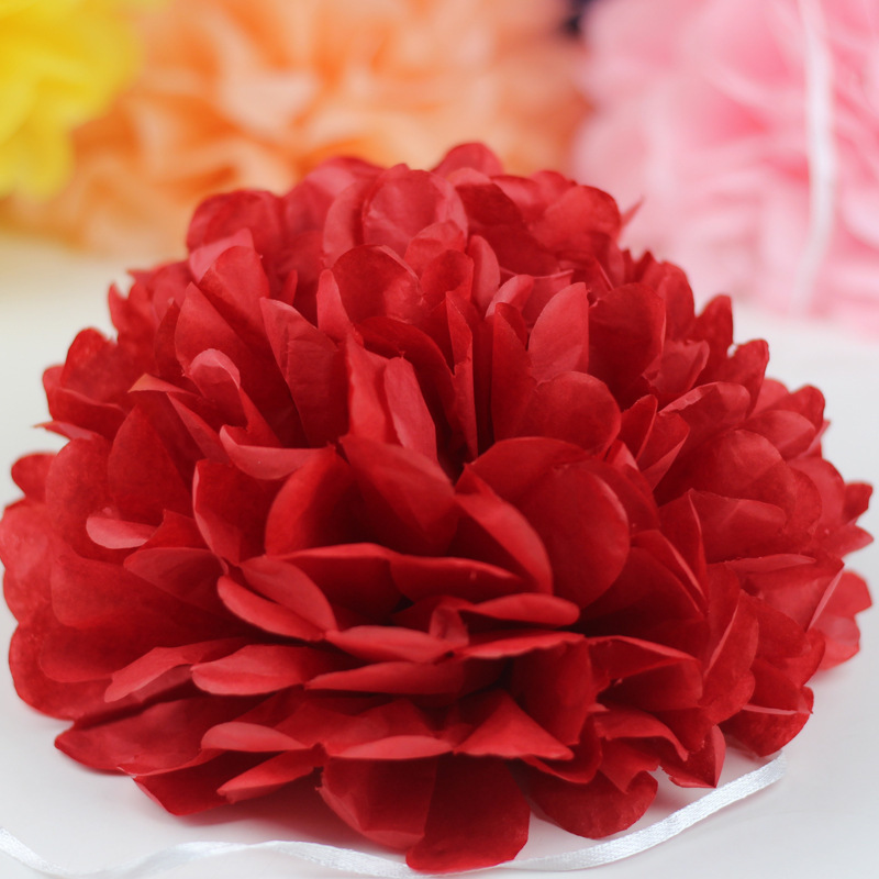 15cm farverige pompon silkepapir pom blomsterkugler til bryllup boligdekoration fødselsdagsfest indretning diy håndværk papir blomst: E