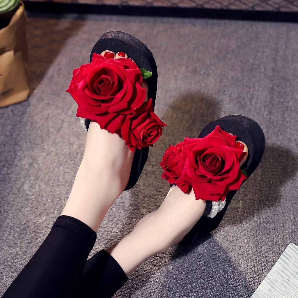 Sagace Vrouwen Dames Meisjes Parel Bloemen Wiggen Slippers Sandalen Slippers Strand Schoenen Sandalen Zomer Schoenen Strand Vintage