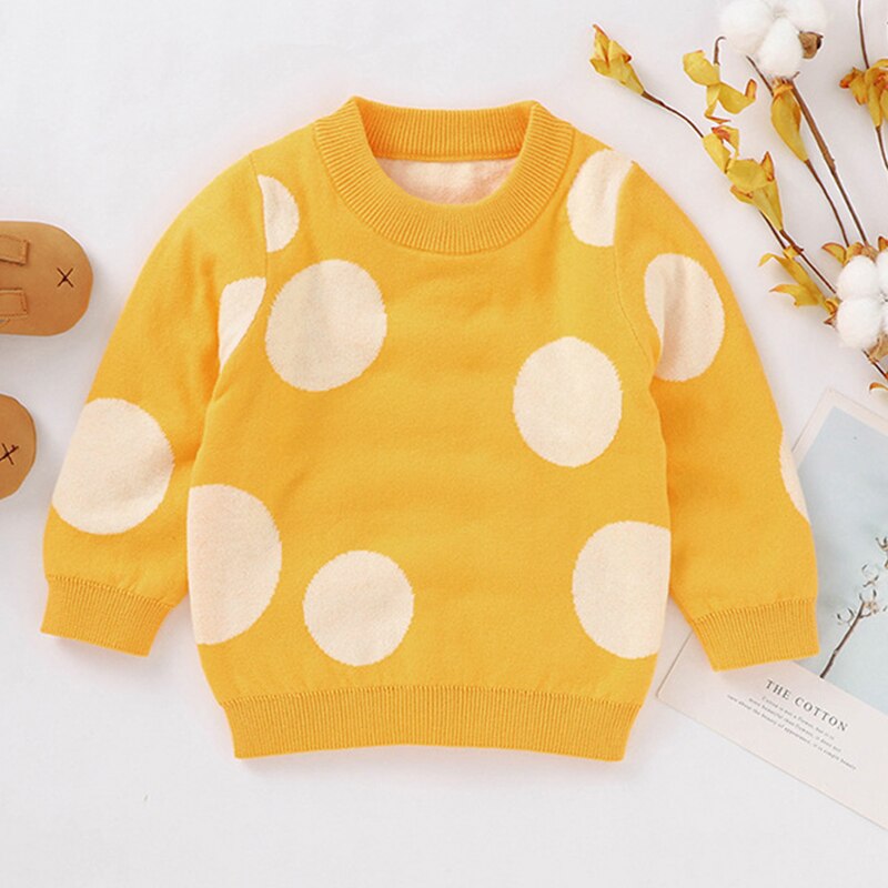 Herfst Baby Meisje Kleding Trui Baby Boy Kleding Leuke Stippen Ronde Hals Gebreide Trui Top Kinderkleding Gebreide Trui