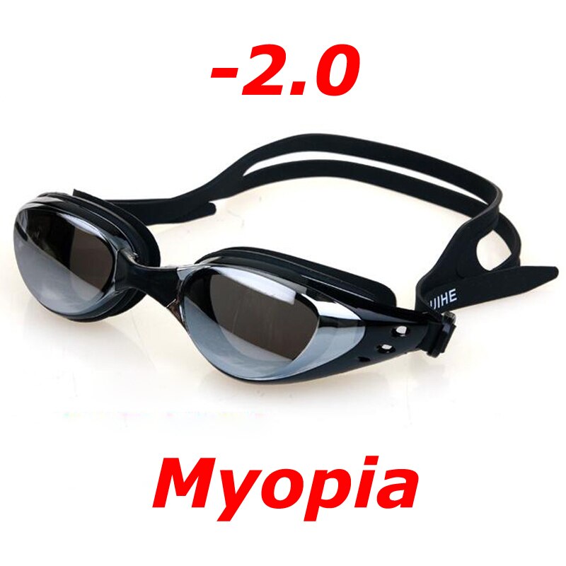 Placage myopie lunettes de natation étanche Anti-buée UV bouclier lunettes piscine Sports nautiques lunettes pour hommes femmes: Black