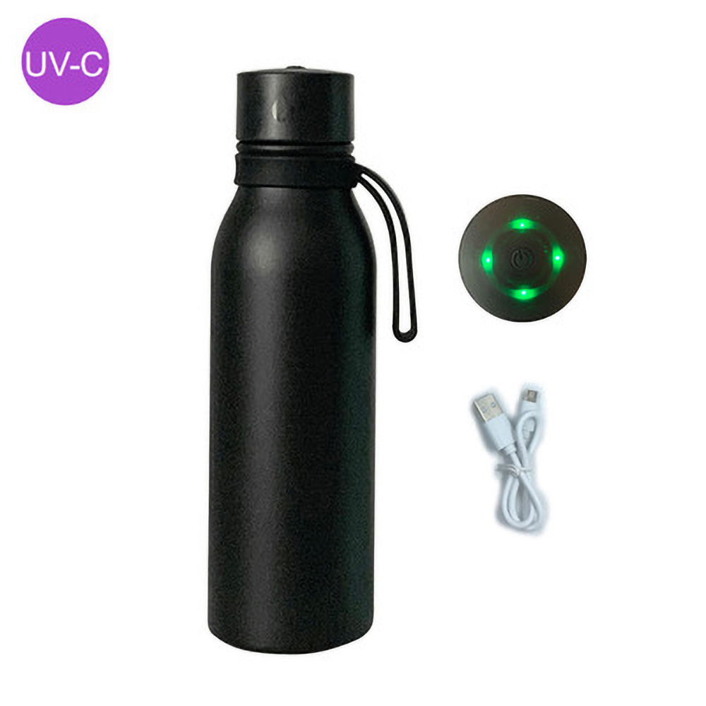 600ml Smart UV Sterilizer Vaccum Thermos Water Bottle Self Cleaning Water Purifier 304 Stainless Steel Flask: black