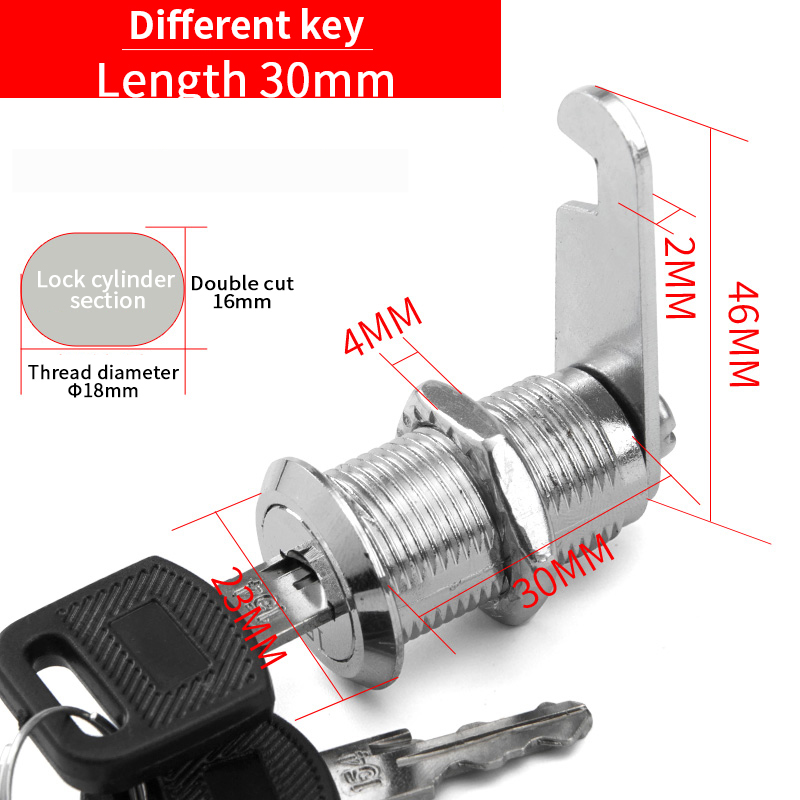5 SETS Security Lock Metal Alloy Cylinder Cabinet Locker Cam Lock With 2 Keys Security Mailbox Lock Cabinet Drawer Cam Lock 18mm