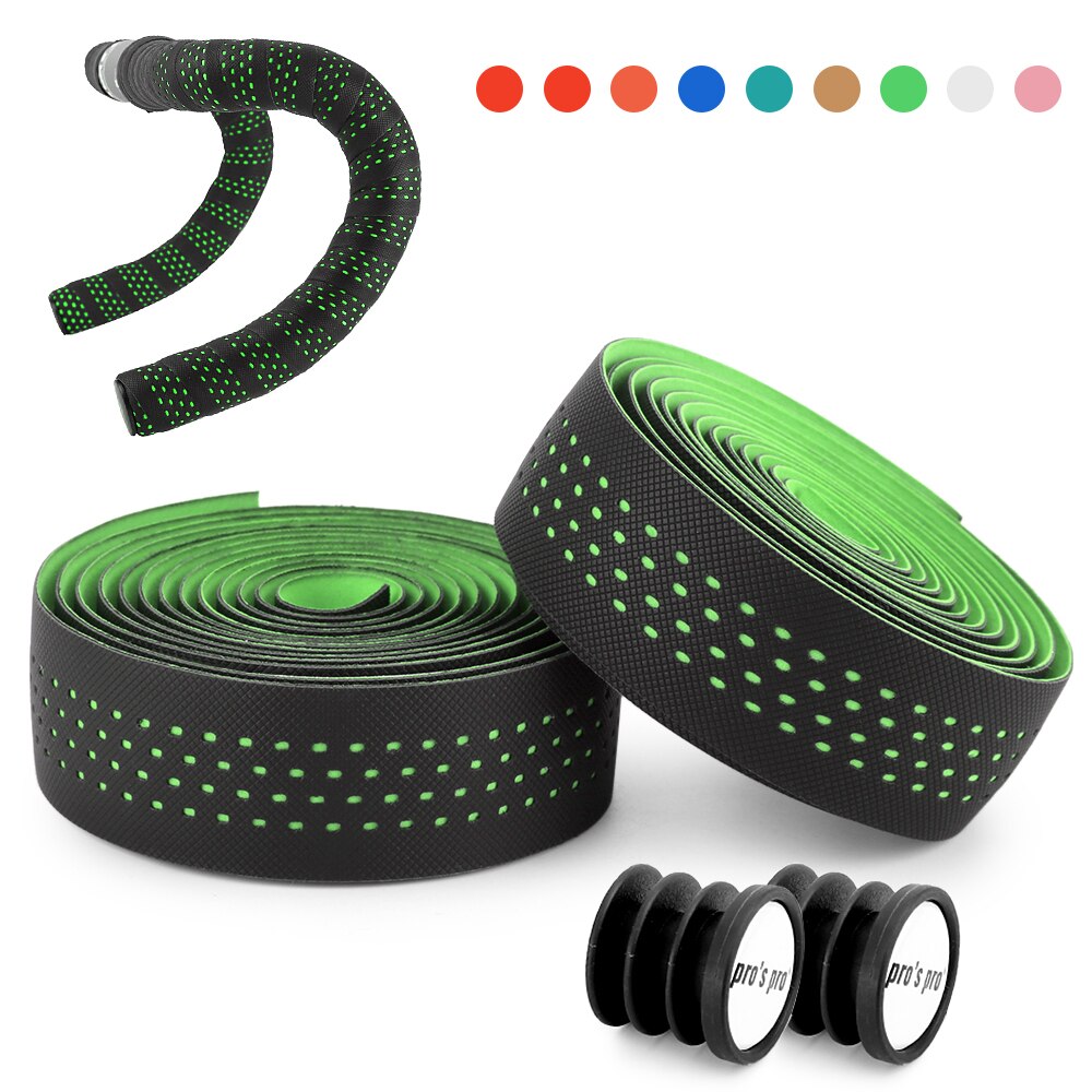 Zachte Racefiets Fietsstuur Tape Kurk Eva Pu Handvat Bar Tape Professionele Fietsen Demping Anti-Vibratie wrap: Green
