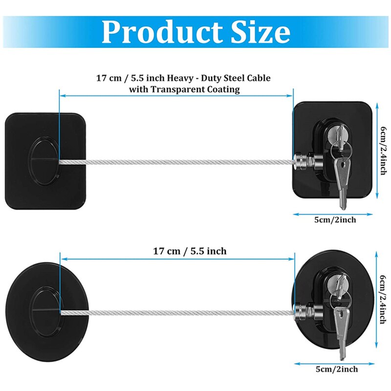 Sterke Lijm Koelkast Sloten Dorm Vriezer Deur Kind Veiligheid Kabinet Opening Beveiliging Kabel Slot Met Sleutel Voor Kinderen Veiligheid