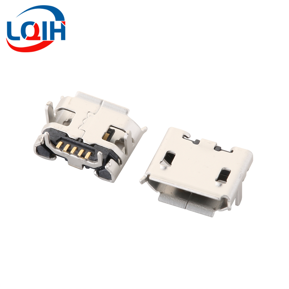 Conector Micro USB 2 de 5 pines, conector hembra DIP SMD para teléfono, tabletas, altavoces, etc., puerto de carga, enchufe de alimentación v8, 10 Uds.