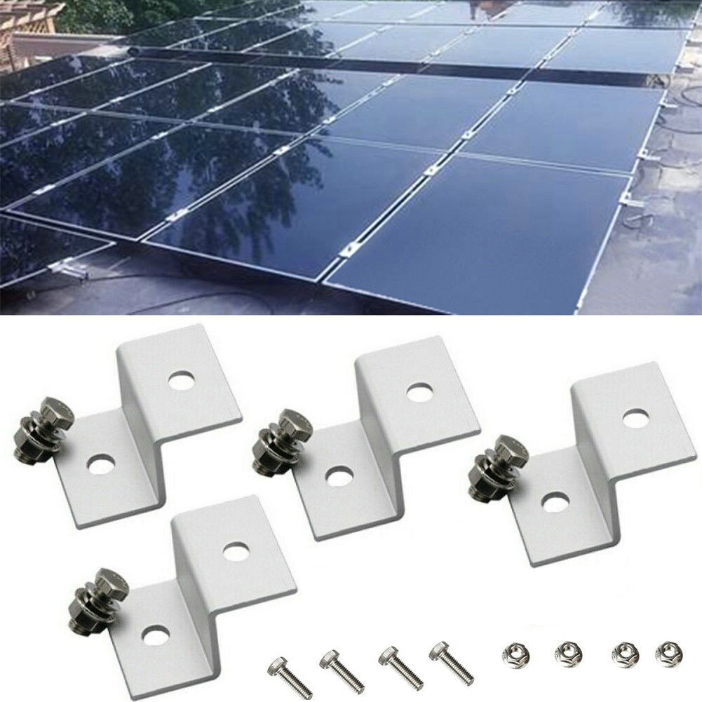 4pcs Z Shape Metal Solar Panel Mounting Brackets 2 Hole with Hardware for RV House Boat Solar System Installation Accessories
