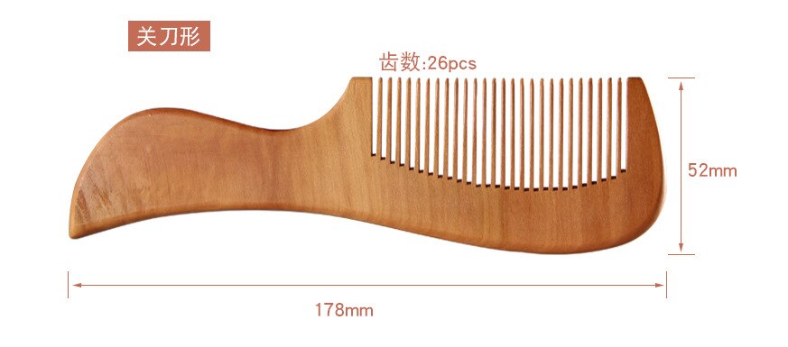 1Pcs Peach Wood Comb Flower Painted Anti-Static Natural Head Massage Comb Handmade Wooden Hair Comb Hair Styling Tools For: NO.7
