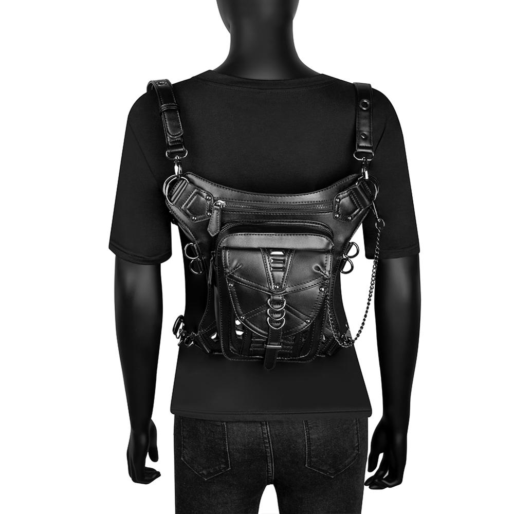 GearDuke Women Waist Bag Gothic Fanny Packs Motorcycle Hip Leg Bag Steampunk Holster Shoulder Bag Men PU Leather Crossbody Bags