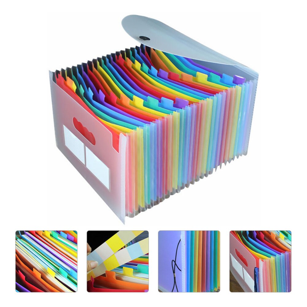 A4 Multifunction Portable File Folder 24 Pockets Rainbow Document Folder: Default Title