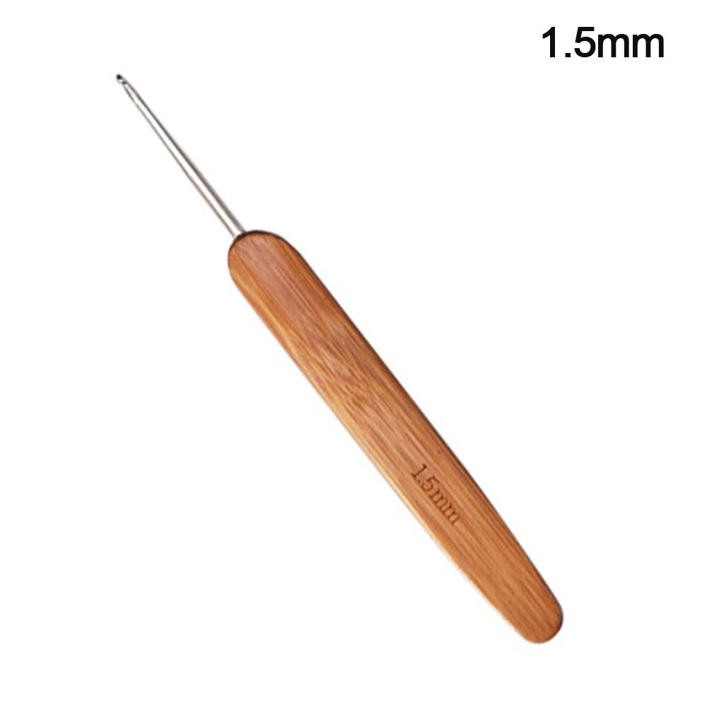 Agujas de ganchillo ergonómicas, mango de madera de bambú, hilo de tejido artesanal, herramientas de costura para trabajo fino, tejido de encaje fino: Multicolor