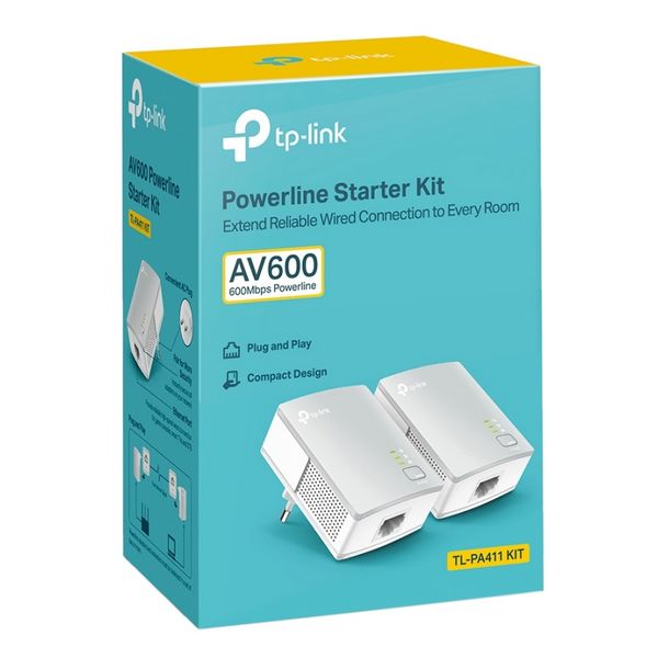 Adaptador PLC TP-Link TL-PA411KIT 600 Mbps LAN Blanco