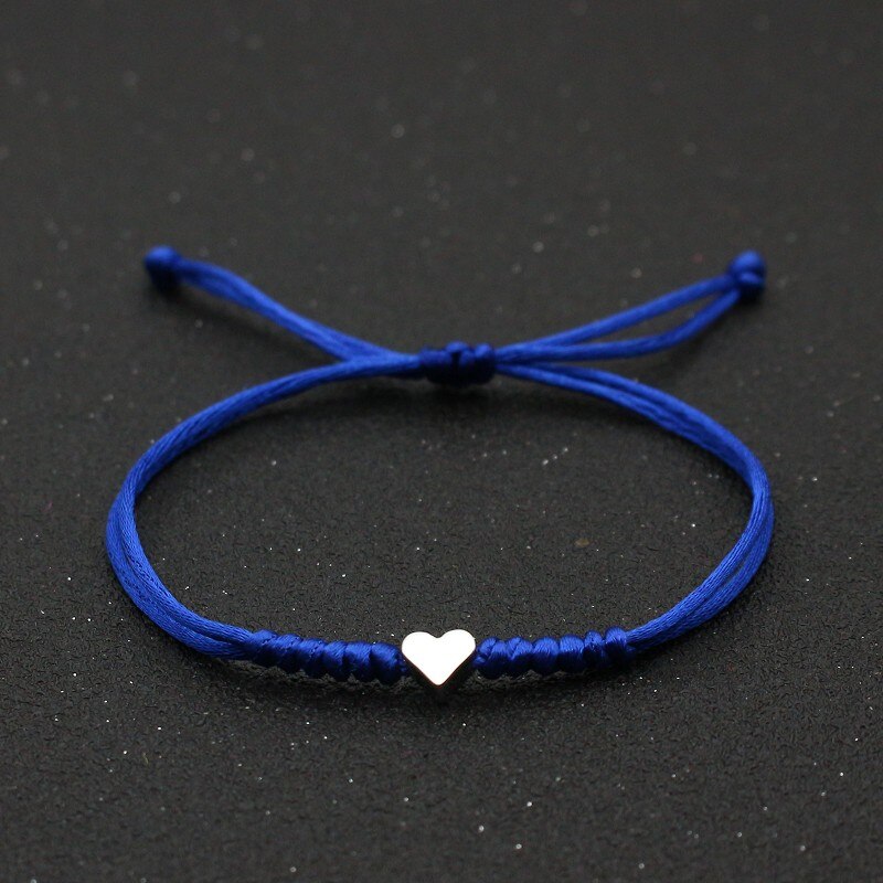 Pulseras trenzadas manuales con nudo de King Kong para hombre y mujer, pulsera de Metal con corazón de amor, pulsera de la amistad de la suerte, joyería ajustable