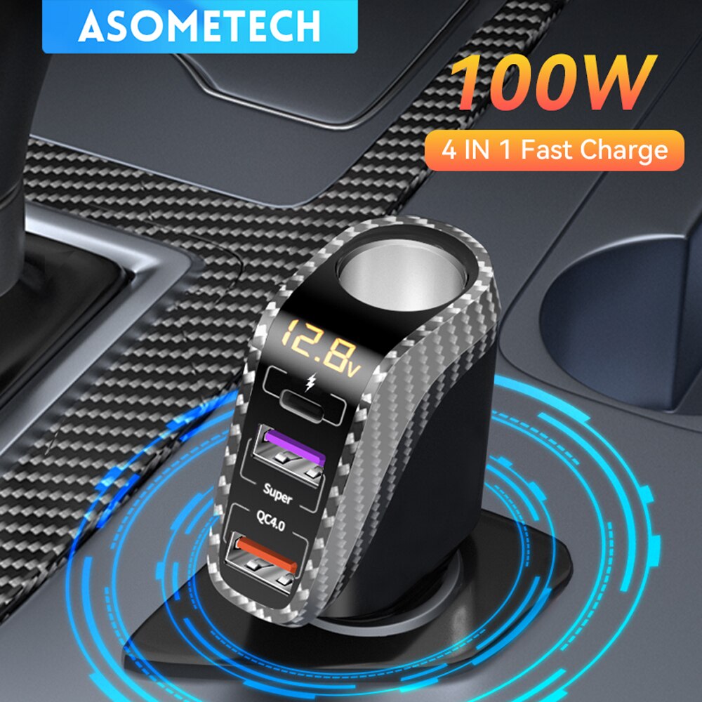 Asome Technik usb Auto ladegerät mit 90w zigaretten anzünder erweiterungs anschluss pd scp fcp schnell ladung für iphone samsung huawei