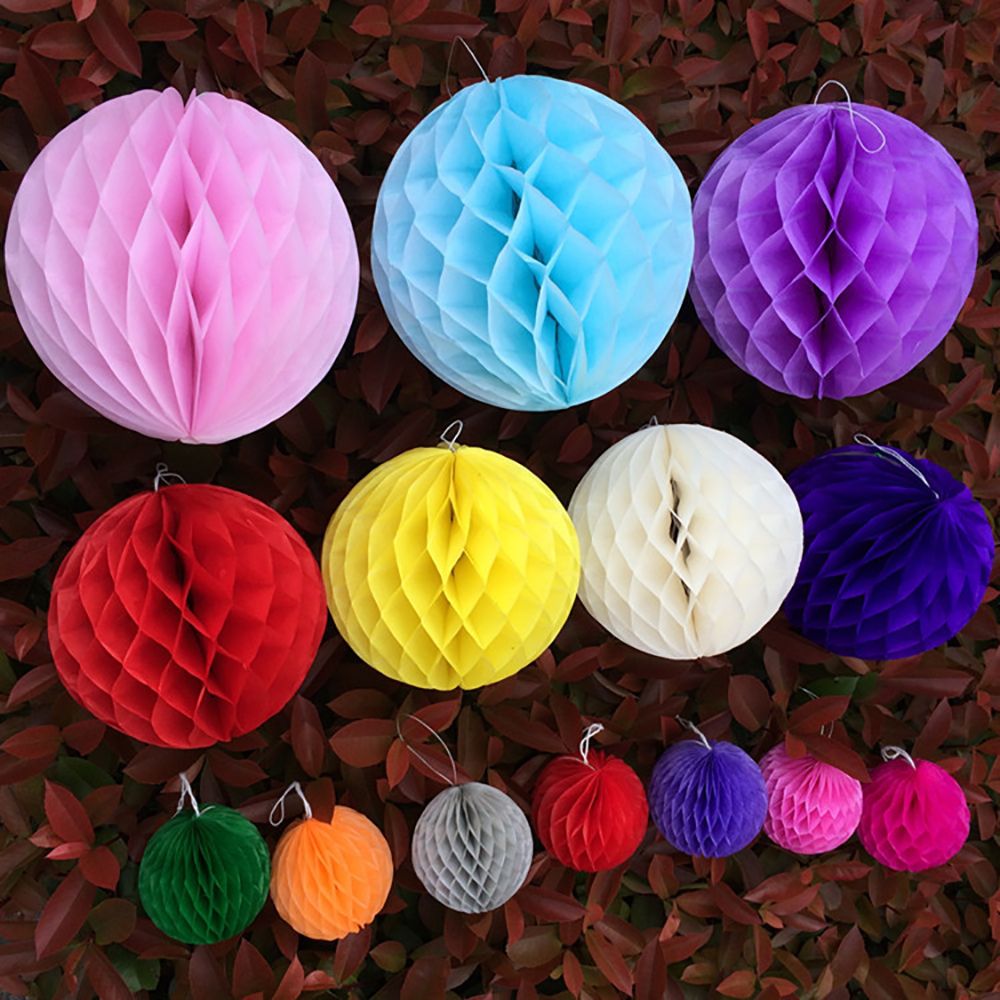 1pc 12 pouces noël papier de soie lanterne pompons nid d'abeille boules fleur suspendus décor mariage fête décoration fournitures