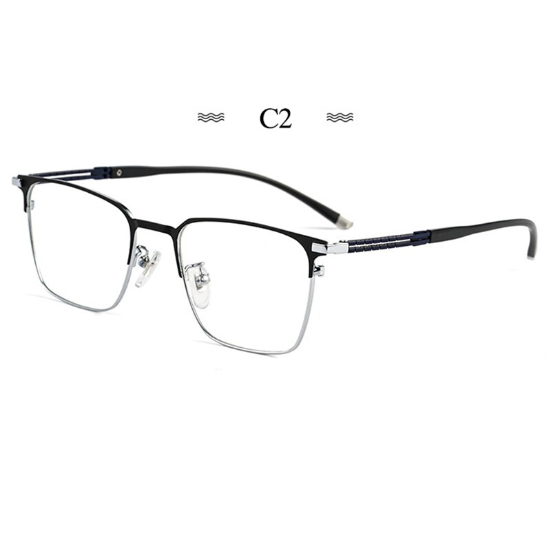 Montura de gafas de titanio puro para hombre, gafas graduadas de , a la , estilo de negocios, T8609T: Negro