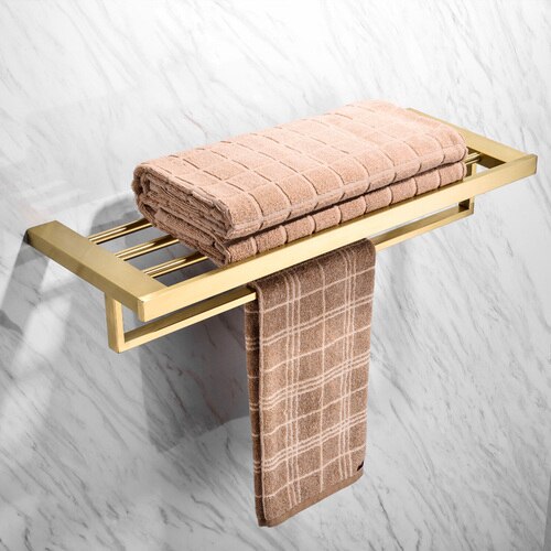 Bathroom Accessories Brushed Gold Toothbrush Holder Metal Wall Toilet Roll Paper Holder SUS304 Stainless Steel Bath Set Hooks