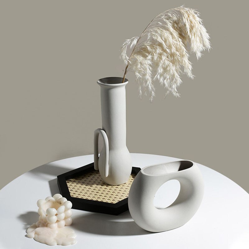 Vase nordique en céramique, décoration de salle, bougeoir, Pot de fleur, décoration de bureau, Art,