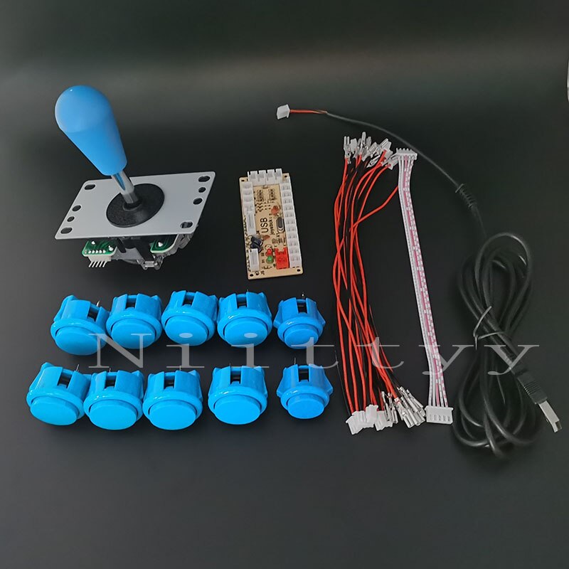 Ovale Bal Arcade Joystick Diy Kit Nul Vertraging Arcade Diy Kit Usb Encoder Om Pc PS3 Arcade Sanwa Push Knoppen voor Arcade Mame: blue