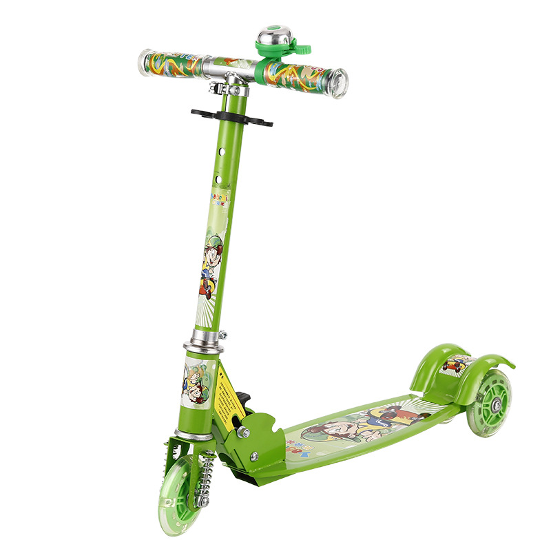 Scooter Round Three Wheel Roller Skate Folding Baby Children Slippery Skuter Foldable for Kids Scooters for Children Aged 3-6-12: WHITE