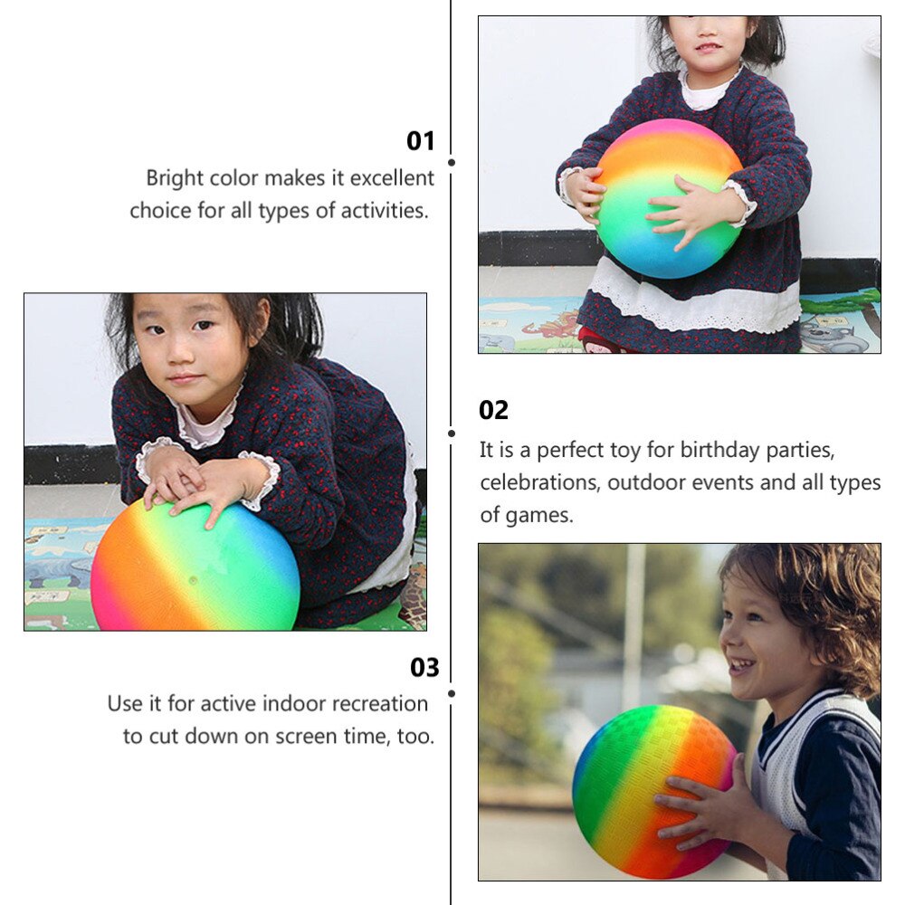 3pcs Ball Pretty Interesting Durable Rainbow Sports Ball Rainbow Color Ball Bounce Play Ball for Child Playground