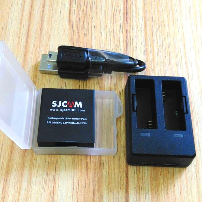 Sjcam Accessoires 2Pcs Originele SJ6 Batterijen Oplaadbare Batterij + Dual Charger + Battery Case Voor Sjcam SJ6 Legend Sport camera