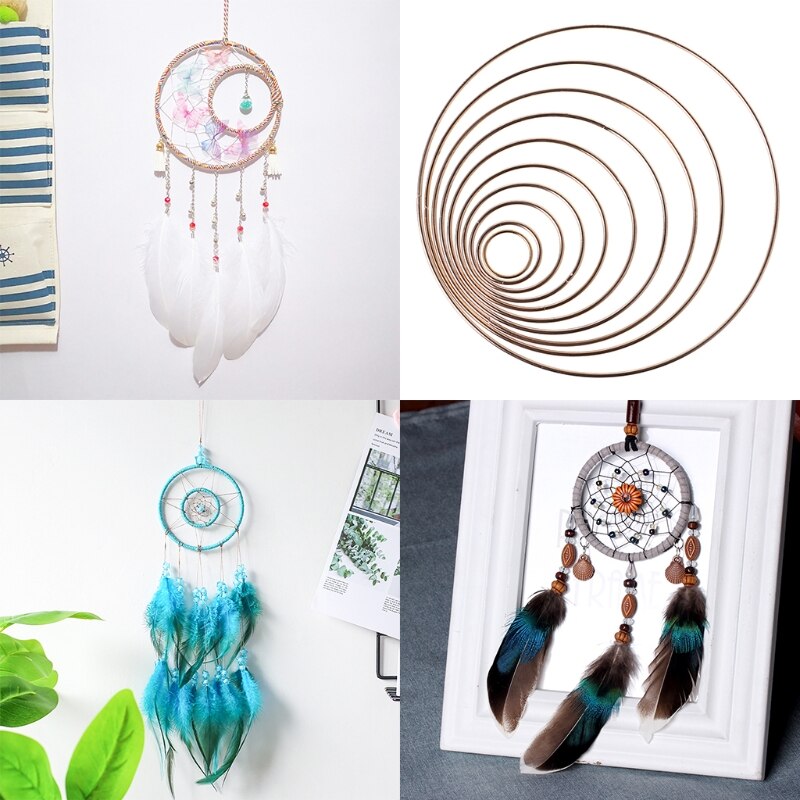 Metalli unelma sieppari unelma sieppari rengas macrame käsityö vanne diy lisävaruste 35-190mm xx9b