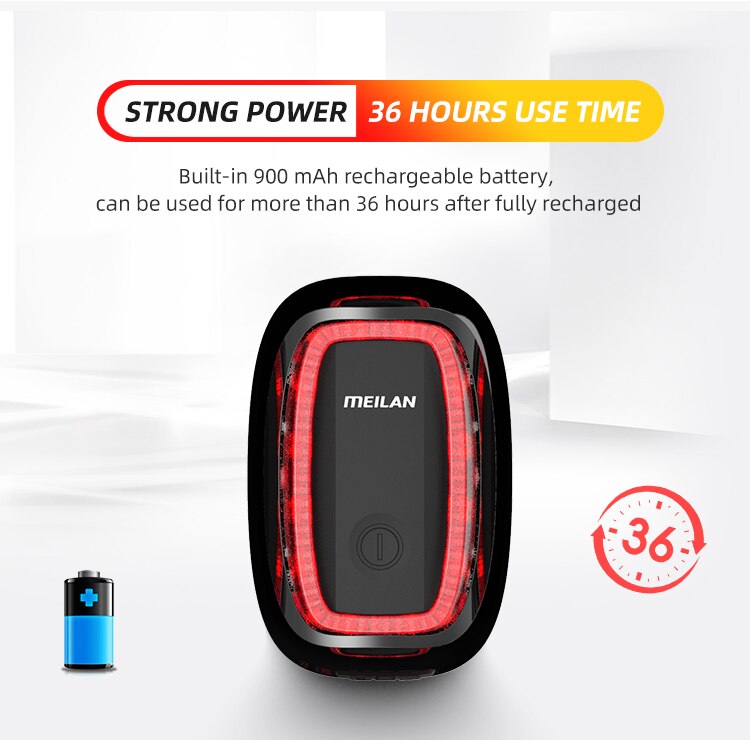 MEILAN X6 Smart Bicycle Rear Light Auto Start / Stop Brake Sensing IPx5 Waterproof Cycling Taillight LED Lights