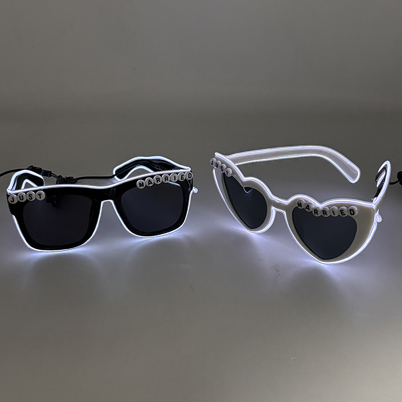 Wireless Led Jsut Married Sunglasses Bride Accessories Wedding As Honey Bride And Groom Glowing Wedding Heart Glasses