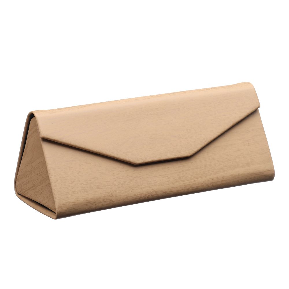 Boîte à lunettes pliante en forme de Triangle à aimant puissant, étui à lunettes étanche en PU, Grain de bois, boîte à lunettes de protection Portable 1 pièce: A yellow