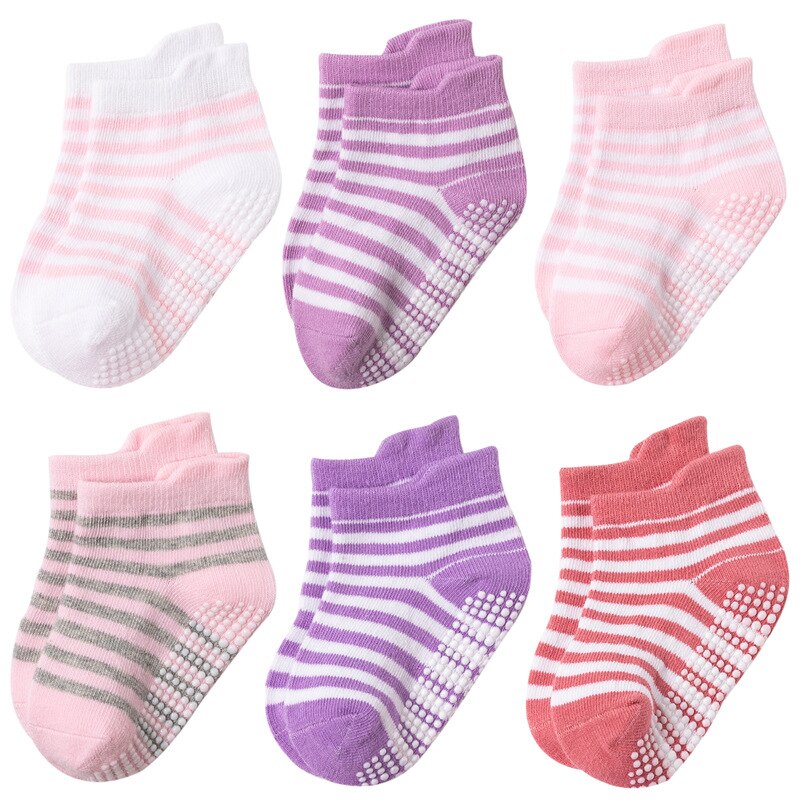 6 Pairs Kleurrijke Peuter Kids Sok Baby Jongens Meisjes Solid Anti-Slip Gebreide Warme Sokken Kamer Sokken Katoen Lente warm Casual: B / 10-12   0-1 Years