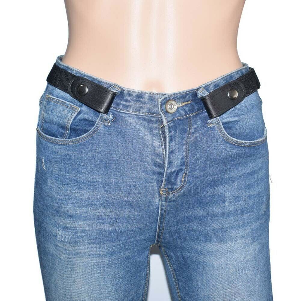 Kvinders justerbare spænde-fri elastiske bælter usynligt bælte til jeans intet bule besvær bånd