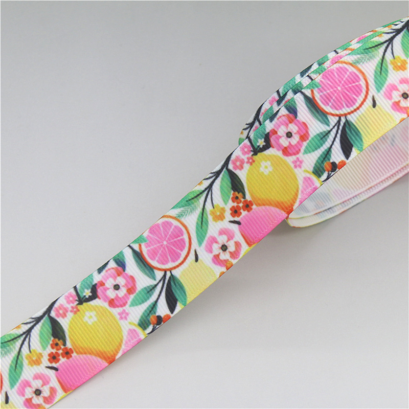 DHK-Cinta de grogrén con estampado de fruta de dragón, Pitaya, coco, manzana, naranja, accesorio para el pelo, lazo para la cabeza, decoración artesanal, 50 yardas, S1640: Cobre / XXXL