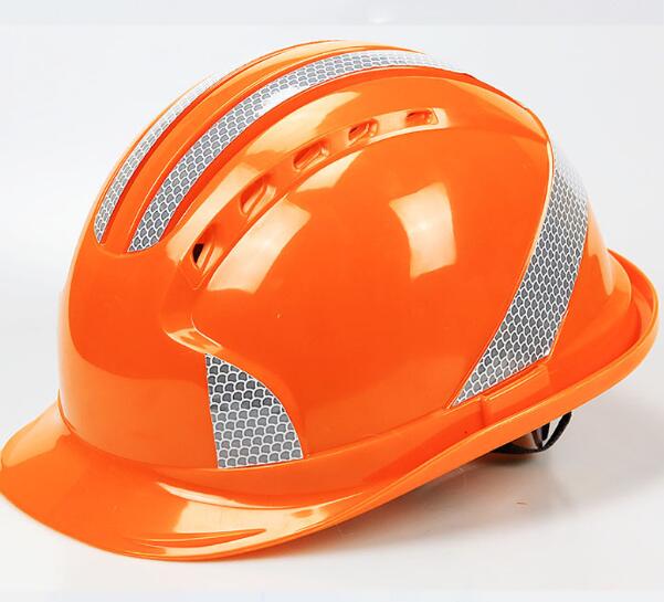 Working Reflective Helmet Five-ribbed Breathable Abs Summer Breathable Security Anti-impact Lightweight Helmets Protective Hat: Orange