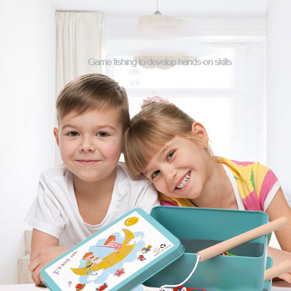 1 Set Fishing Game Playset Delicate Portable Charming Bath Toy Magnetic Fishing Game Educational Plaything for Birthday Gam