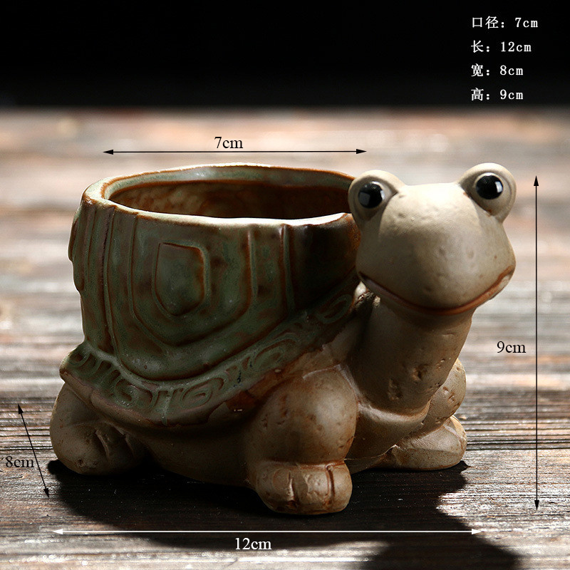 Mini maceta de cerámica con forma de Animal para plantas suculentas, maceta con forma de caracola, Tortuga, erizo, Caracol, para decoración de jardín y hogar: A