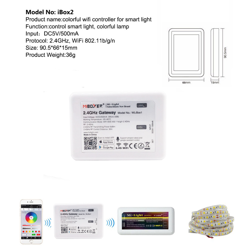 Mi licht CCT Fernbedienung Led-Controller 2,4G Wifi Ibox2 Control CW/WW Led Dimmer Für Farbe Temperatur Led streifen DC12-24V