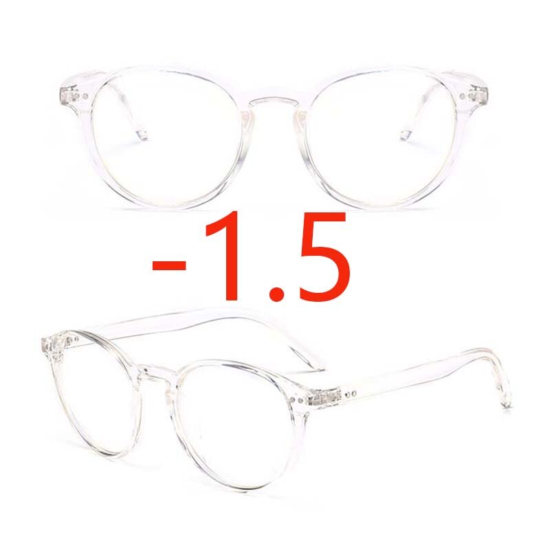 Lunettes de myopie pour femmes, verres de Prescription pour myopie, monture ovale blanche et noire, verres clairs, 0-1 1.5 2 2.5 3 3.5 4: White myopia -1.5