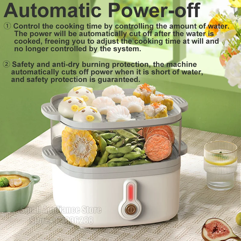 mini parowar Elektryczny garnek parowy Gotowanie na parze Domowy dwuwarstwowy przezroczysty pierogły spożywcze Podgrzewacz robić patelni domowej Multicooker