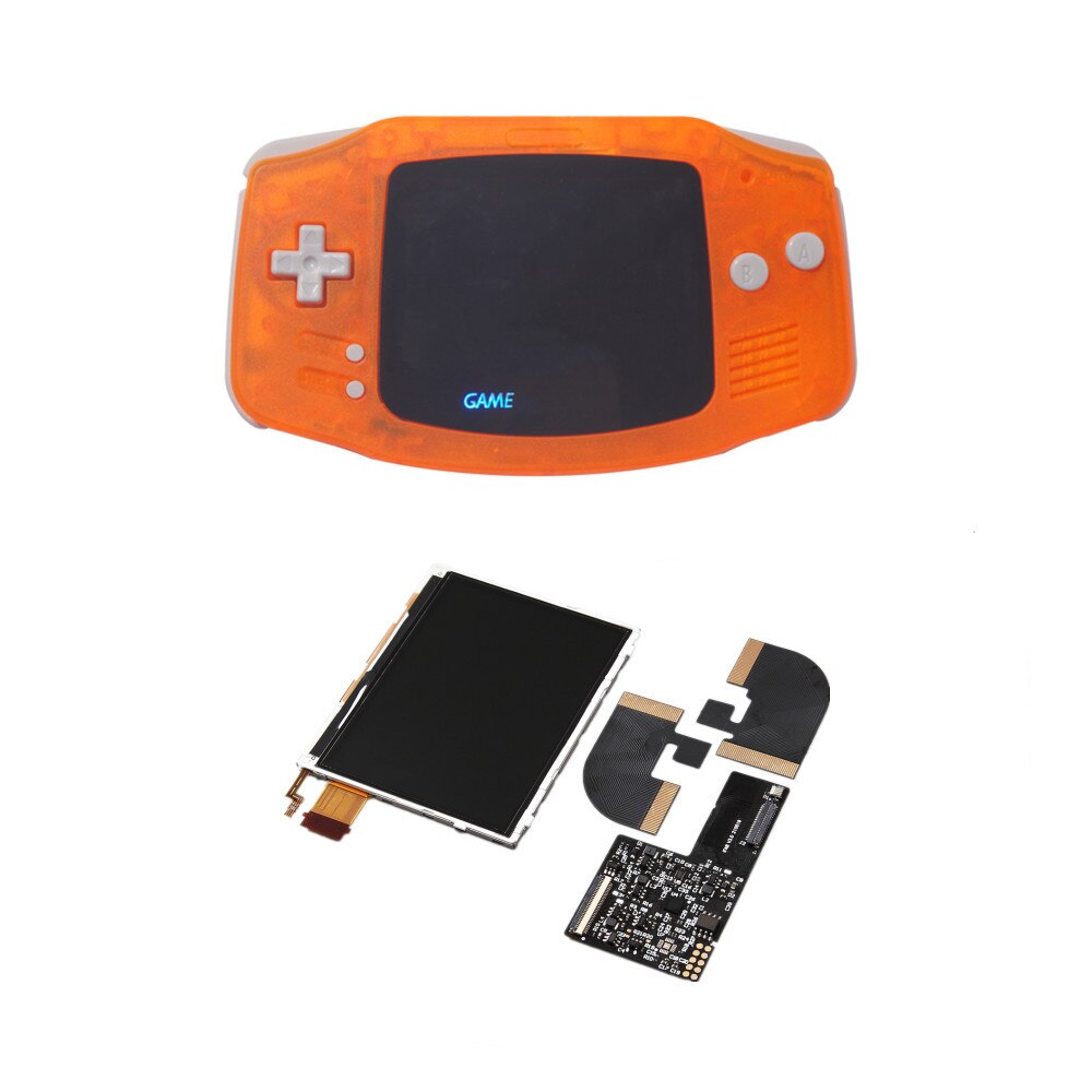 FUNNNYPLAYING For Gameboy GBA Advance ITA AGB RETRO PIXEL TFT BACKLIGHT KIT Memory Brightness Adjust The Display With Shell: CLEAR ORANGE ITA