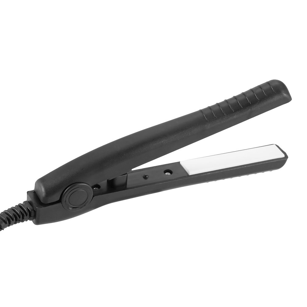 Mini férula eléctrica plancha plana de cerámica rizador de pelo y alisador de cabello permanente Aparato de estilismo de cabello Crimper US 220V: Black